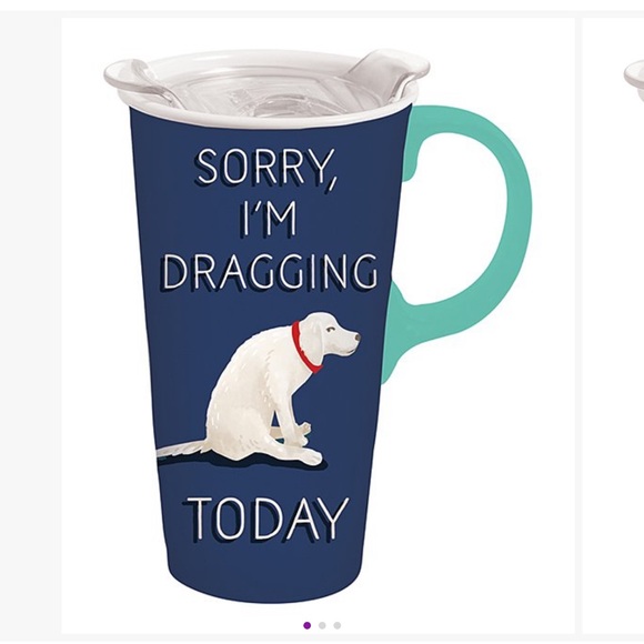 Cypress Home-"Sorry I Am Dragging Today" ceramic travel mug & gift box set 17oz - Picture 3 of 10